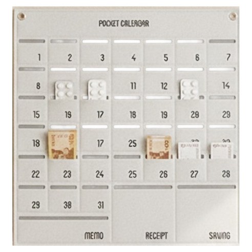 소유공간 포켓 한달 용돈 생활비 벽걸이 달력 S261-0290W, 화이트, 1개