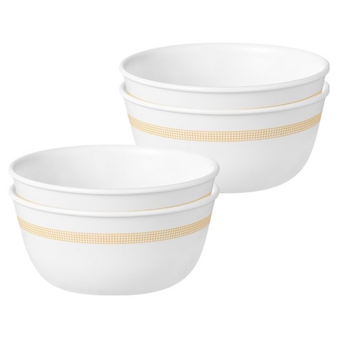 코렐 미니멀체크 면기 4p 세트, 화이트, 1세트