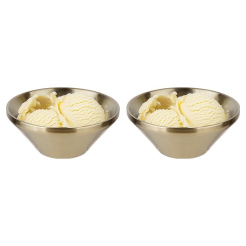 플라라 골드 티타늄 더블월 낮은형 이중 빙수볼, 18cm, 2개