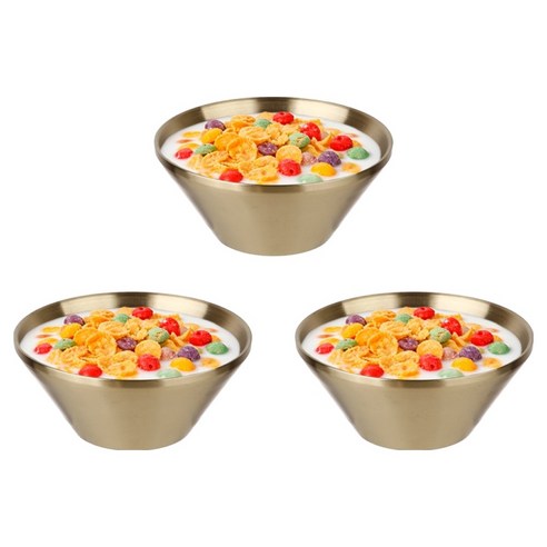 플라라 골드 티타늄 더블월 낮은형 이중 빙수볼, 15cm, 3개