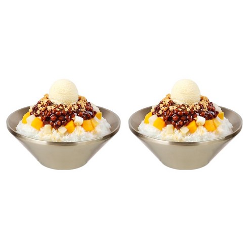 플라라 골드 티타늄 더블월 낮은형 이중 빙수볼, 20cm, 2개