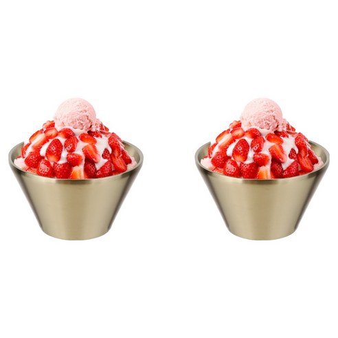 플라라 골드 티타늄 더블월 깊은형 이중빙수볼, 16cm, 2개