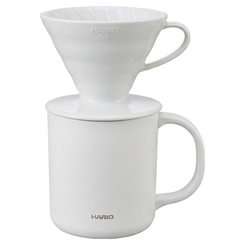 하리오 드리퍼 CMG-350 + 머그컵 화이트 VD-INT-01W 세트, 1세트, 드리퍼 + 머그컵, 350ml