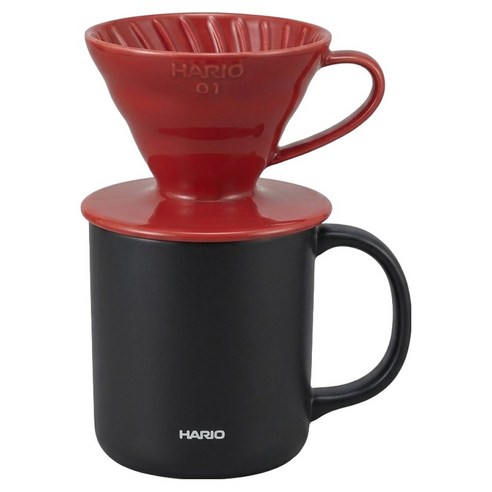 하리오 드리퍼 VD-INT-01R + 머그컵 350ml CMG-350 세트, 1세트, 드리퍼 + 머그컵 블랙