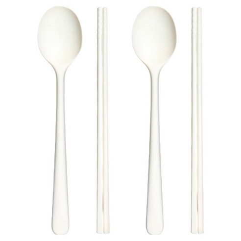 라임올리브 실리콘 2인용 수저세트 SL084, 화이트, 1세트, 숟가락 2p + 젓가락 2p