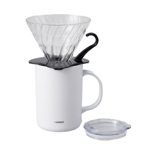 하리오 이중 보온 보냉 머그컵 화이트 470ml CMG-470 + 드리퍼 VDGN-02B-KEX 세트, 1세트, 드리퍼 + 머그컵