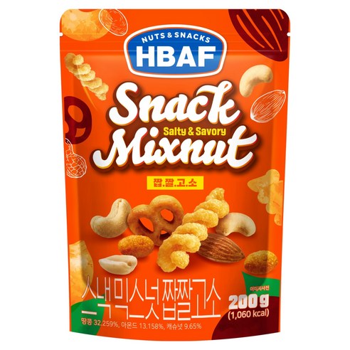 바프 스낵믹스넛 짭짤고소, 200g, 1개