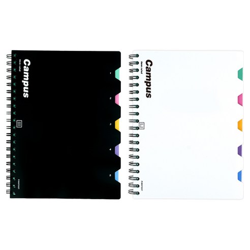 핑크풋 캠퍼스 PP 인덱스노트 2종 세트, 블랙, 화이트, 1세트