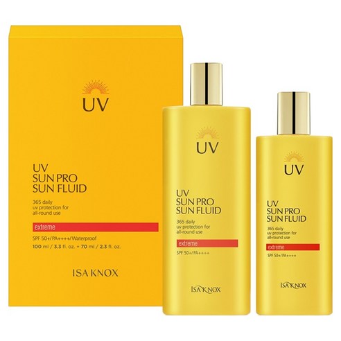 이자녹스 UV 선 프로 365 익스트림 선 플루이드 SPF50+ PA++++ 100ml + 70ml, 170ml, 1개