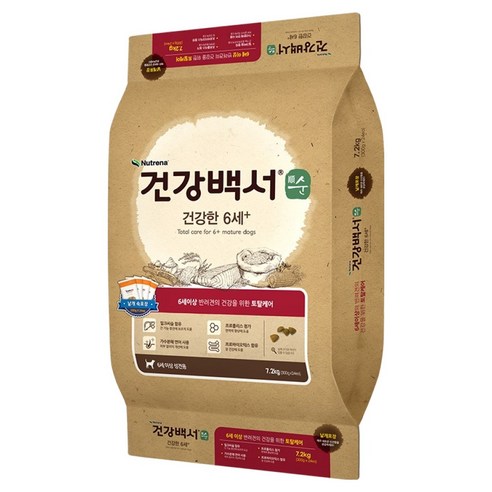 뉴트리나건강백서 어덜트 강아지 뉴트리나 순 건강한 6세+ 건식사료, 가수분해연어, 7.2kg, 1개