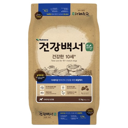 뉴트리나건강백서 강아지 순 10세+, 닭, 5.1kg, 1개