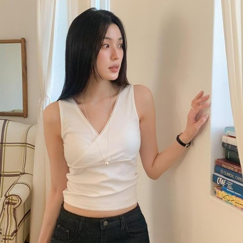 니썸 여성용 페어링 레이스 나시 티셔츠