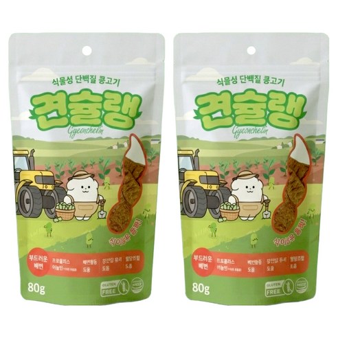 견슐랭 강아지 부드러운 배변 간식, 2개, 80g, 콩고기