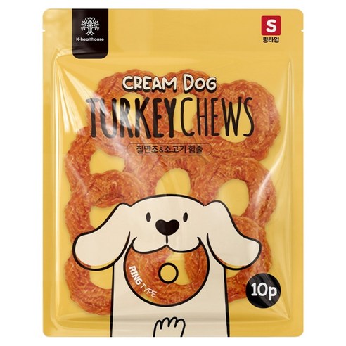 크림독 강아지 터키츄 링 S 10p, 130g, 1개, 혼합맛(칠면조/소고기)