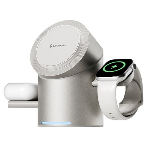 신지모루 Qi2 3in1 무선충전 맥세이프 M 윙 터보 거치대 for Apple Watch, 화이트, 1개