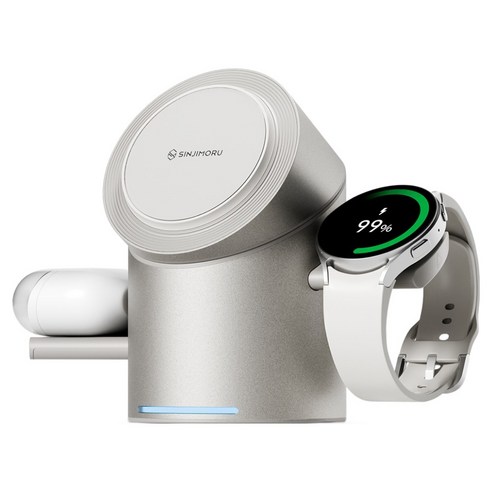 신지모루 Qi2 3in1 무선충전 맥세이프 M 윙 터보 거치대 Galaxy Watch, 화이트, 1개