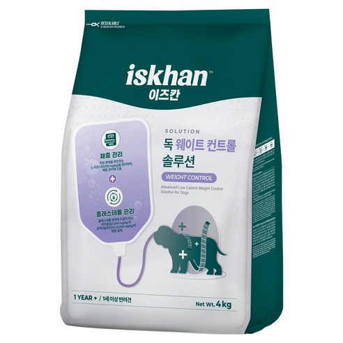 이즈칸 강아지 웨이트 컨트롤 솔루션 사료, 4kg, 1개, 다이어트(체중감소)