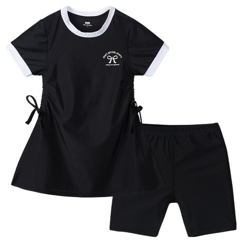 마리앤모리 아동용 데일리 웨어 원피스 수영복 + 5부 레깅스 세트