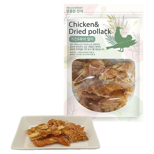 헬로도기 강아지 수제말이 간식, 혼합맛(치킨/북어), 120g, 1개