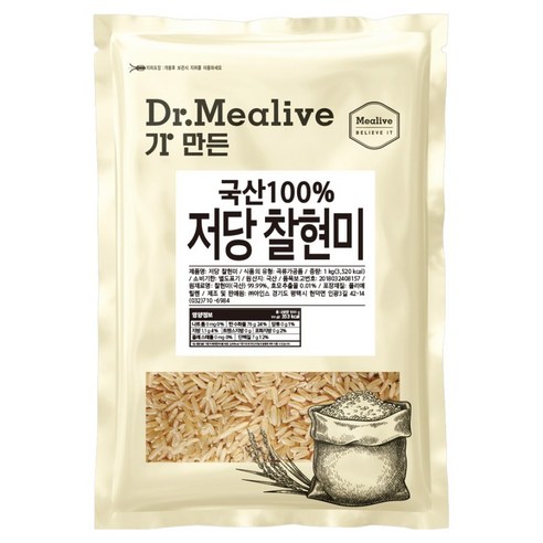 밀리브 국내산 저당 찰현미, 1kg, 1개