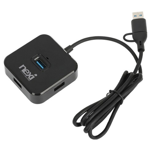 넥시 USB3.1 C타입 A타입 4포트 허브 NX1647, 블랙, 1개