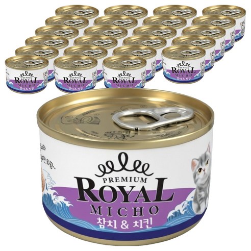 펫스토리로얄 고양이 미쵸 캔 간식, 170g, 24개, 혼합맛(참치/치킨)