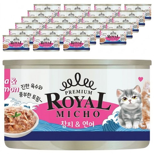 펫스토리로얄 고양이 미쵸 캔 간식, 170g, 24개, 혼합맛(참치/연어)