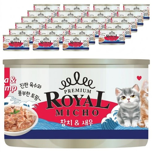 펫스토리로얄 고양이 미쵸 캔 간식, 170g, 24개, 혼합맛(참치/새우)