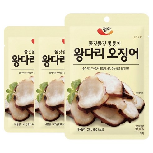 정화식품 왕다리 오징어, 27g, 3개
