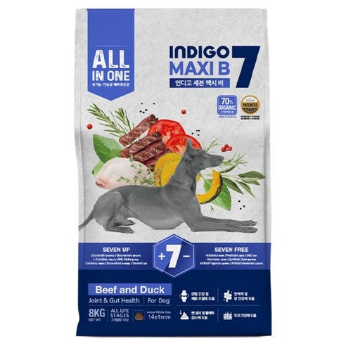 INDIGO 강아지 세븐 맥시 비 건식사료, 1개, 8kg