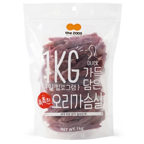 더주스 강아지 일킬로그램 가득 담은 촉촉한 간식, 1kg, 1개, 오리가슴살