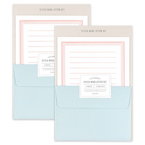 대시앤도트 스티치 마인드 레터프레스 편지지 8p + 봉투 4p 세트, 01 크림, 1세트