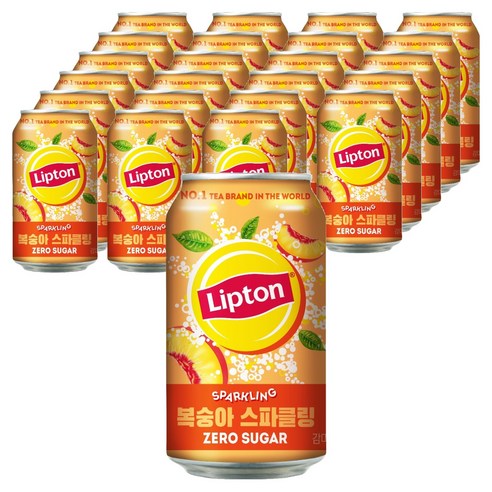 립톤 제로 복숭아 스파클링 음료, 355ml, 24개