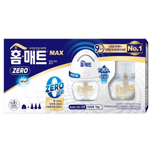 홈매트 맥스 제로 리퀴드 훈증기 살충제 + 리필 29ml x 3p 세트, 29g, 1세트