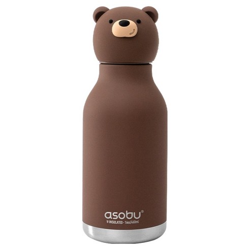 아소부 진공스텐 캐릭터 베스티 보온보냉 텀블러, 브라운 베어, 460ml, 1개