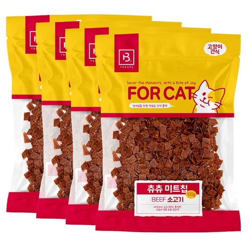 브리더랩 포 캣 츄츄 간식 미트칩, 100g, 4개, 소고기