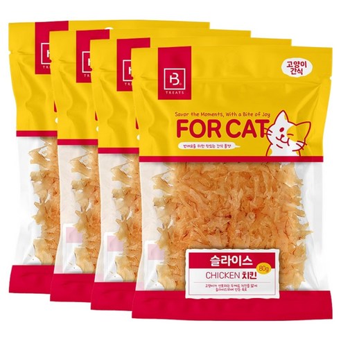 브리더랩 포 캣 츄츄 간식 슬라이스, 80g, 4개, 치킨