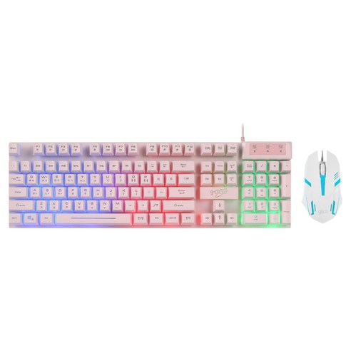 지클릭커 슈퍼히어로 레인보우 LED 게이밍 키보드 초경량 무소음 마우스 세트, PINK, GMK-200, 일반형