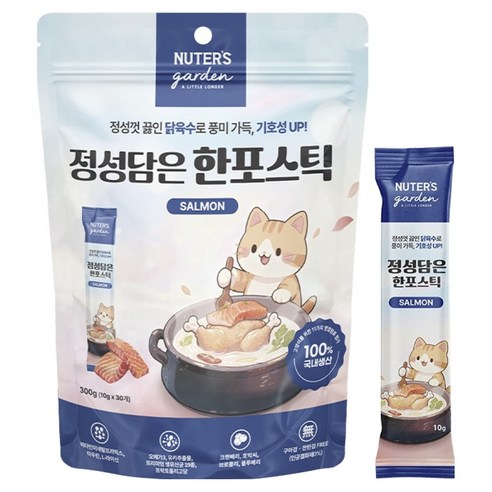 누터스가든 고양이 정성담은 한포스틱 짜먹는 간식, 1개, 300g, 연어맛