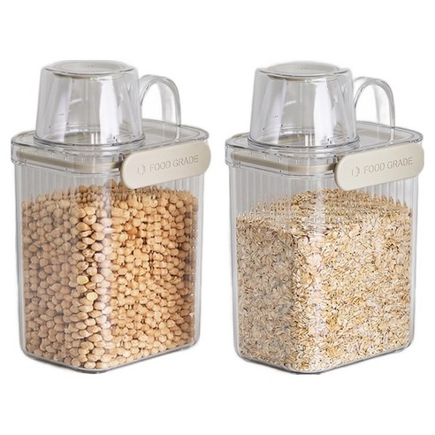 달팽이리빙 메종치비네 밀폐 잡곡통 1.3L, 투명, 2개