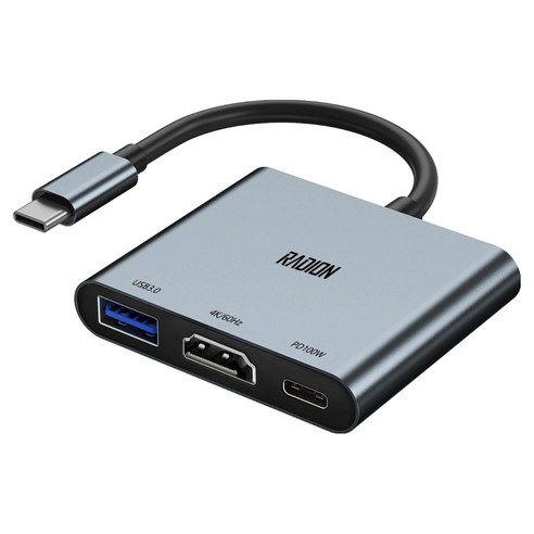 라온디지털 3in1 USB3.0 PD충전 듀얼 모니터 HDMI 4K 60Hz 컨버터, 1개, RUH-HD160KHUB