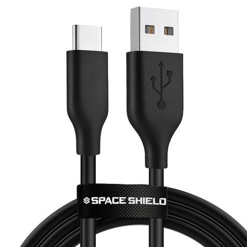 스페이스쉴드 소니 PS5 듀얼센스 호환 스탠다드 게이밍 PC 연결 A to C타입 충전 데이터 케이블 2m, 불랙, 1개