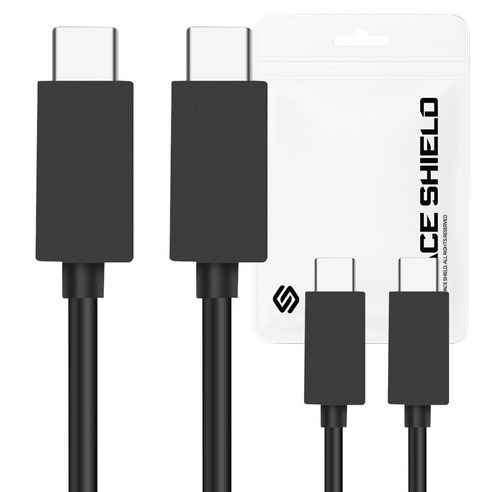 스페이스쉴드 소니 PS5 듀얼센스 호환 베이직 게이밍 PC C to C타입 연결 충전 케이블 1.5m 2p 세트, 블랙, 1세트