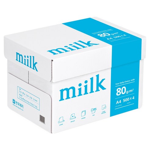 Miilk 복사용지 80g, A4, 2000개