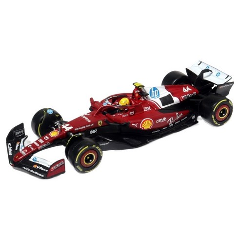 브라고 1:43 F1 레이싱카 SF25 44번 루이스 해밀턴 + 아크릴 케이스 세트, 혼합색상, 1세트
