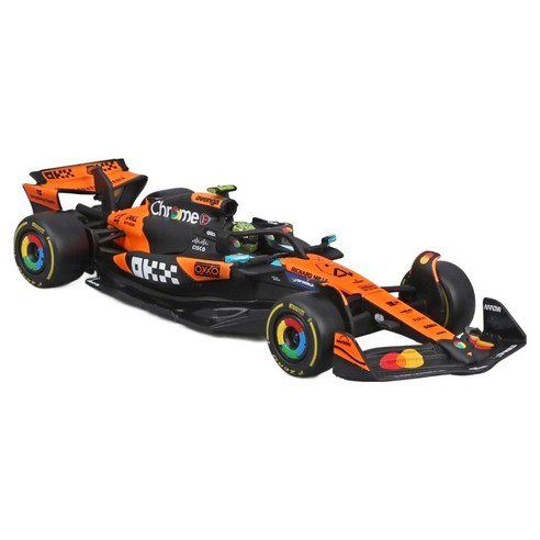 브라고 1:43 F1 레이싱카 맥라렌 MCL39 4번 랜도 노리스 + 아크릴 케이스 세트, 혼합색상, 1세트