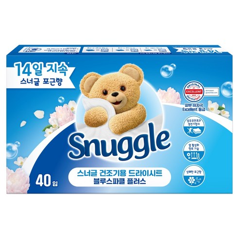 스너글 건조기용 드라이시트 블루스파클 플러스, 40개입, 1개