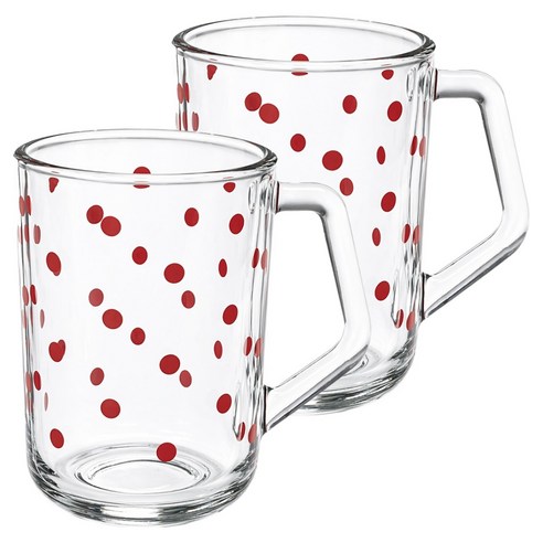바칠레 편안한 손잡이 머그컵 350ml, 플레임 스칼렛, 2개