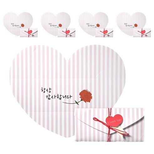 하트편지 용돈봉투 + 포인트 키트 세트, 카네이션감사, 5세트