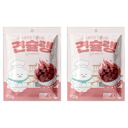 견슐랭 강아지 간식, 소고기, 100g, 2개